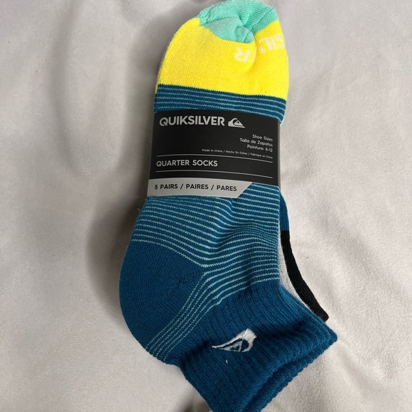 QUIKSILVER Men's Socks Quarter Cut 5 Pairs Multiple Colors - New - Picture 1 of 3